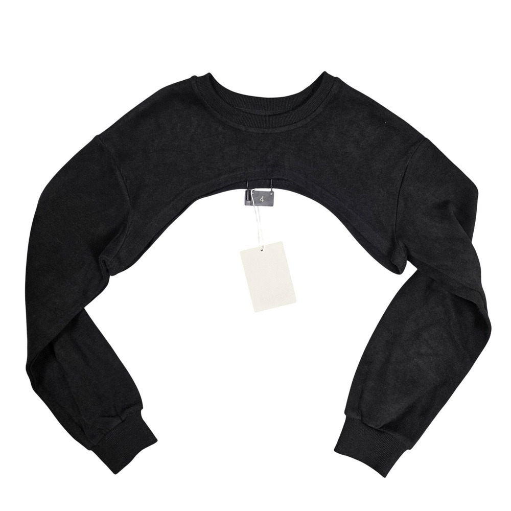 HRG Studio Shrug Ultra Cropped Long Sleeve Pullover Women Size S (4) Black NEW